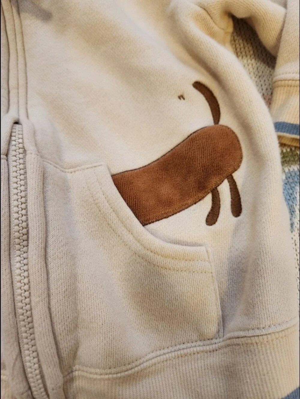 Gymboree Teenie Puppy Vintage 18-24 Cream Zip-Up Hoodie Jacket